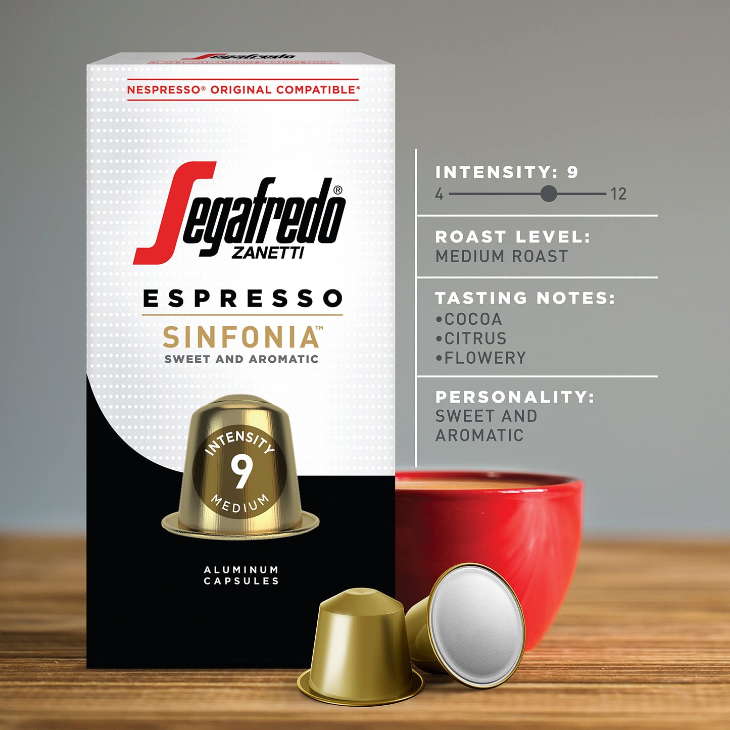 Segafredo Zanetti Espresso compact pieces - Medium Roast, Intensity 9, Aluminum Pods for Nespresso Original Machines, 10 Count