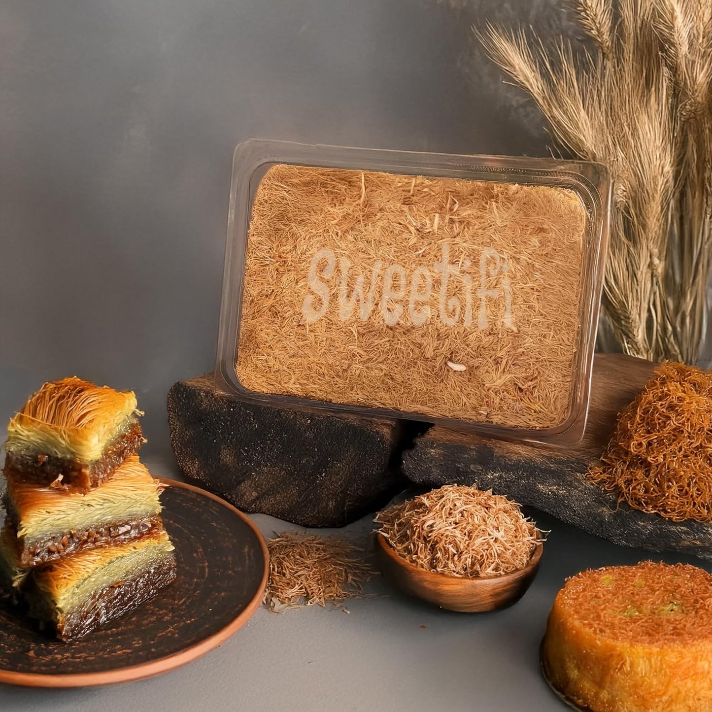 Sweetifi Kataifi Roasted Shredded Fillo Dough, Dried Chopped And Baked Kataifi For Dubai Chocolate, Authentic Roasted Kataifi Pa