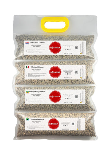 Roastika - Unroasted Coffee Bean - 4lb (pack of 4) - Sampler Pack - Bundle 2A (COSTA RICA TARRAZU/MEXICO CHIAPAS HG EP/ETHIOPIA 