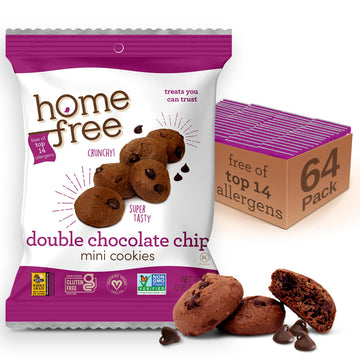 Homefree Treats You Can Trust Gluten Free Mini Cookies, Single Serve, Double Chocolate Chip, 0.95 Ounce (Pack Of 64)