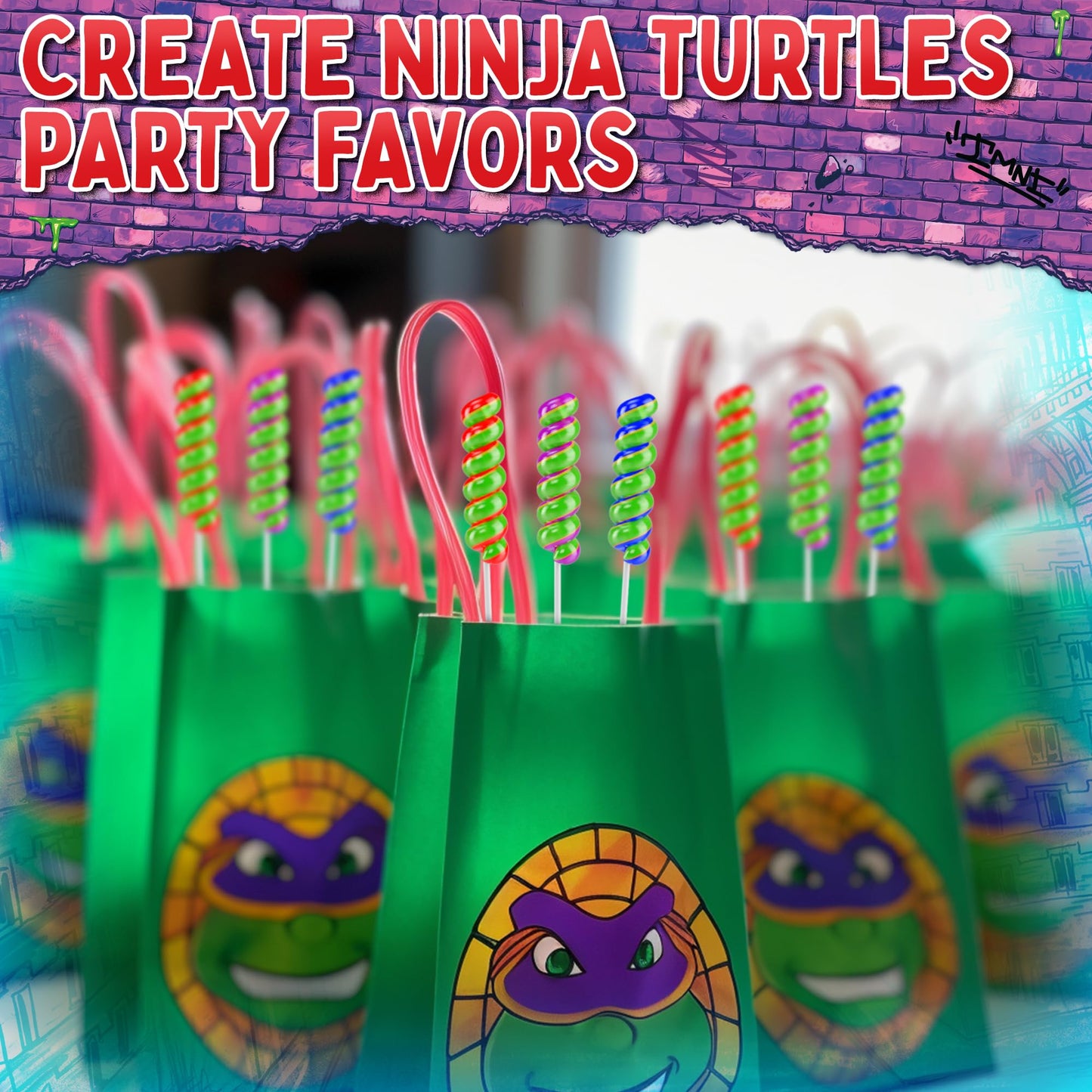 Ninja Turtles Lollipops Swirl 20Pk- Ninja Turtle Candy For Ninja Turtle Party Favors & Ninja Turtle Birthday Decorations - Teena