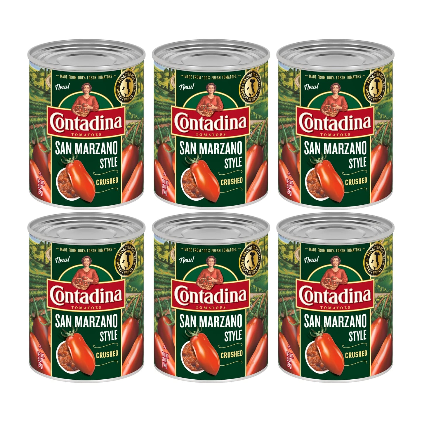 Contadina San Marzano Style Crushed Tomatoes, 28 Oz (Pack Of 6 Cans)