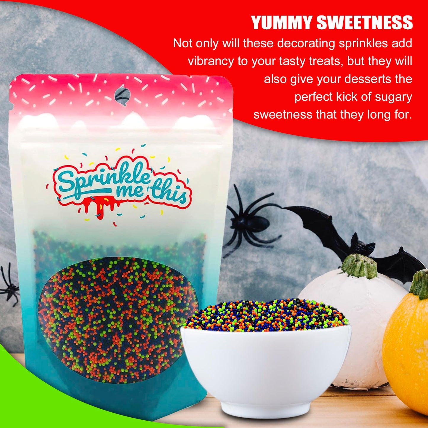Sprinkle Me This Halloween Nonpareils Sprinkles - 12 Oz for Cake, Cupcake & Dessert Decorating