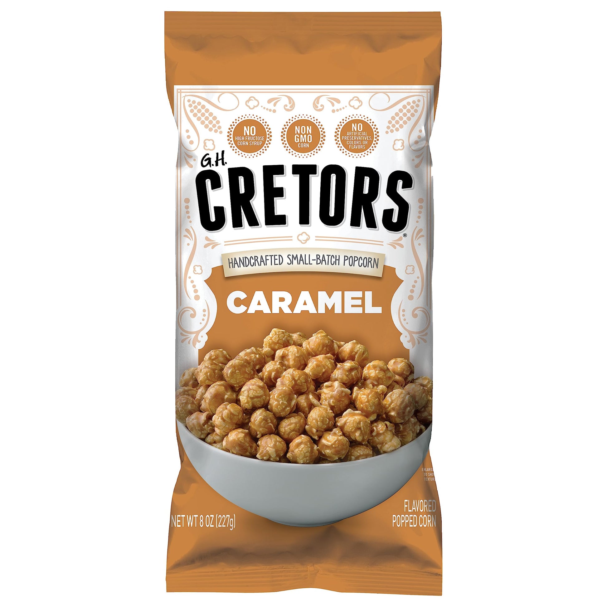 G.H. Cretors Caramel Popcorn, Non GMO, Zero Trans Fat, 8 Ounces (Pack Of 12)