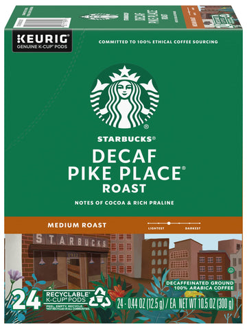 Starbucks Pike Place Decaffeinated Coffee Single-Serve K-Cup, 24 Count