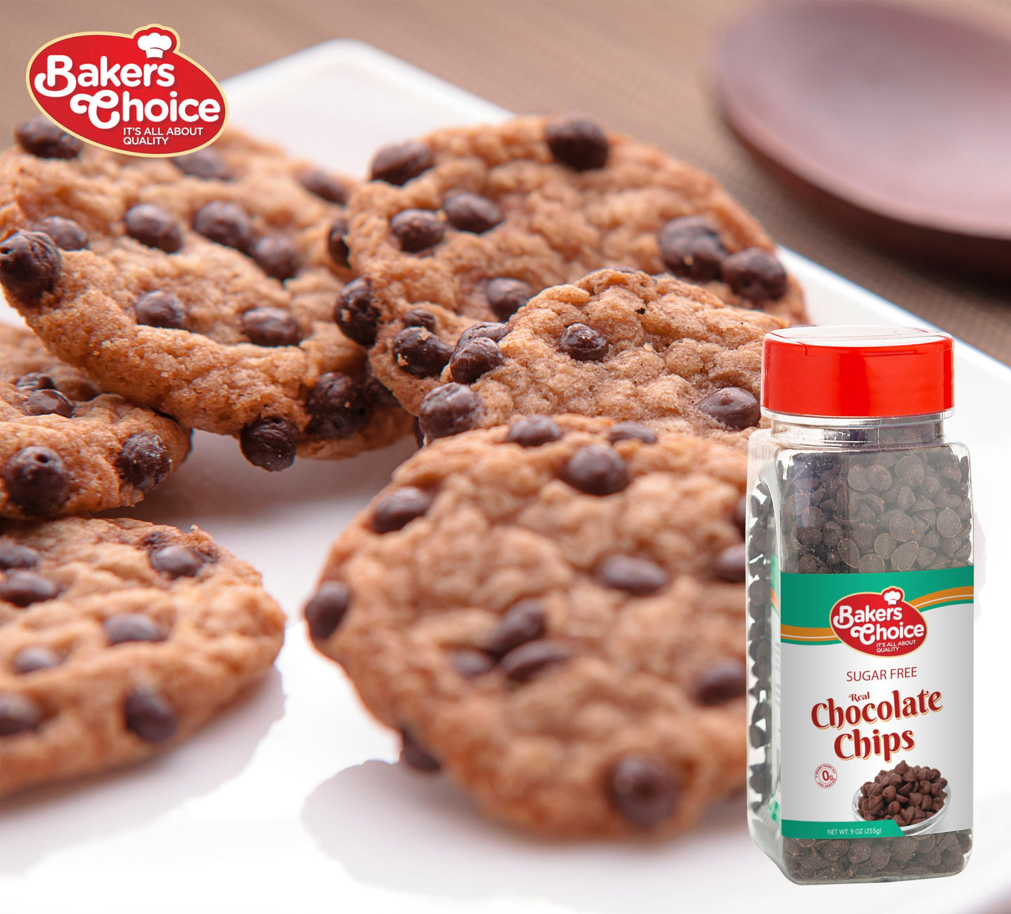 Sugar Free Chocolate Chips (Diet) - Dairy Free, Kosher - 9 oz. - Bakers Choice