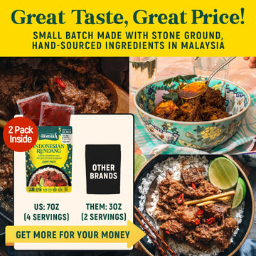 Homiah Rendang Curry Paste - 7 Oz - Gluten Free, Non-Gmo Malaysian Curry Paste - Vegan Rendang Curry Paste, Thai Essentials For