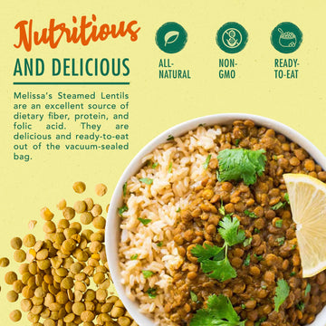 Melissa'S Steamed Lentils, Pre-Cooked And Ready To Eat Lentils, Non-Gmo And Shelf Stable, (3 Pack)