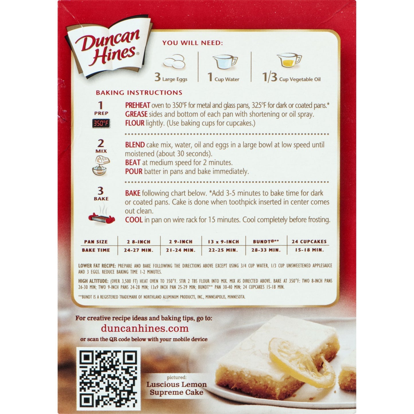 Ducan Hines, Signature, Lemon Supreme Cake Mix, 16.5Oz Box (Pack Of 4)