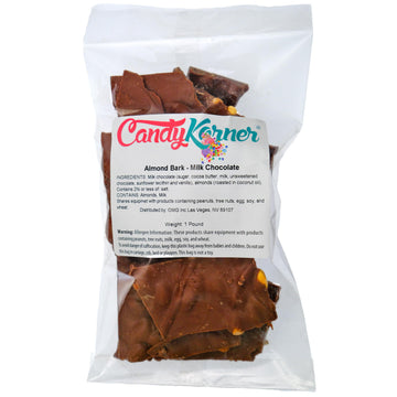 Candykorner Milk Chocolate Almond Bark - 1 Pound - Gourmet Handmade Chocolate With Roasted Almonds - 16 Ounces By Candykorner