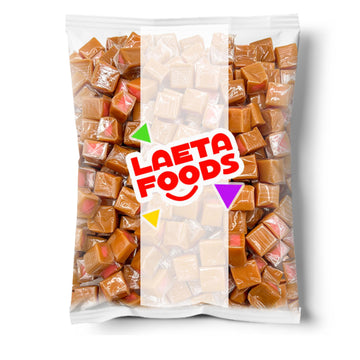 Caramel Cubes Candy (1 Pound Bag) Strawberry Filling, Individually Wrapped (Approx. 75 Count)