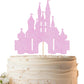 EONNCNT Castle Cake Topper - Pink Glitter Cardboard Birthday Decoration, 6.3 x 8.7 Inches
