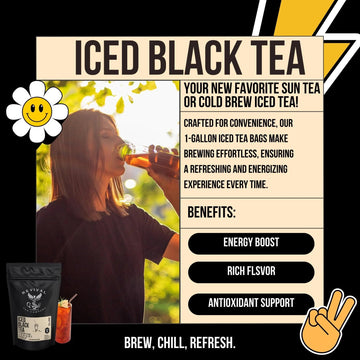 Revival Tea Company Iced Black Tea - 1 Gallon Sachets - Black Tea Blend Of Ceylon, Assam And Keemun Black Teas - 15 Count