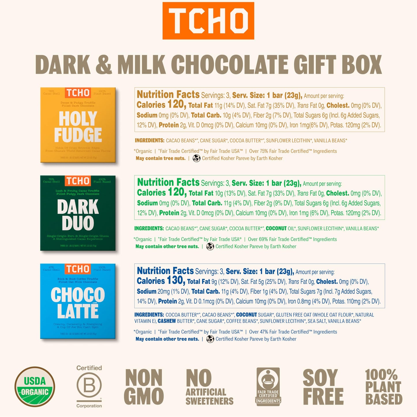 Tcho 6-Bar Dark Chocolate Variety Pack | Single Origin, Plant Based, Organic & Fair Trade | Non Gmo, Non-Dairy, Vegan, Soy Free