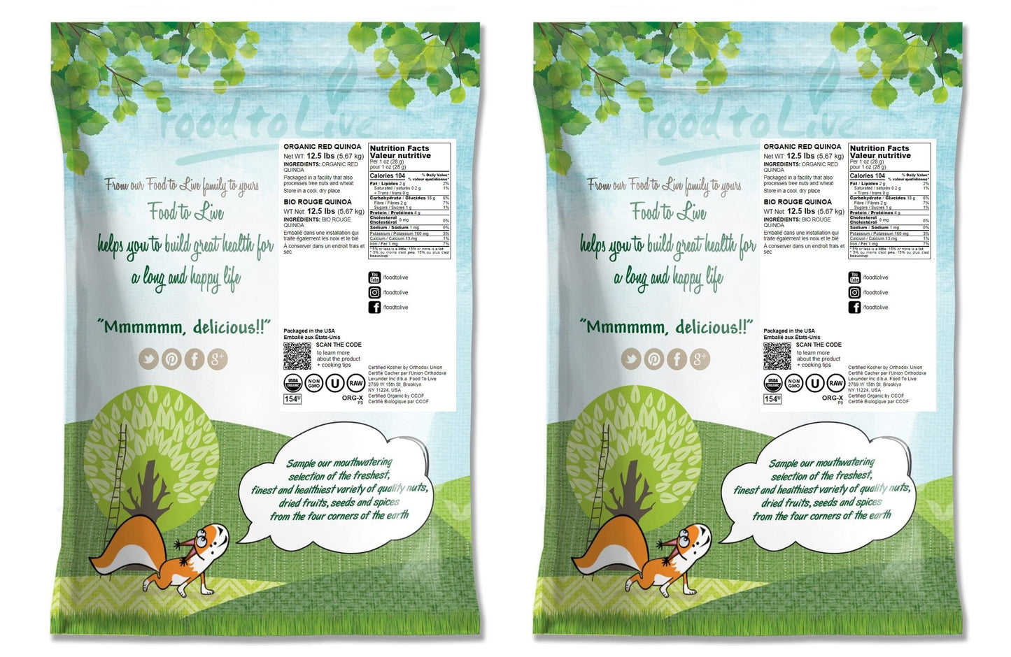 Food To Live - Organic Red Quinoa, 25 Pounds Non-Gmo, Whole Grain, Kosher, Vegan, Sirtfood, Bulk. Rich In Essential Amino Acids,