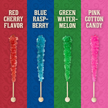 Boones Mill | Xl Rock Crystal Candy Sticks | Assorted Flavors | 36 Count