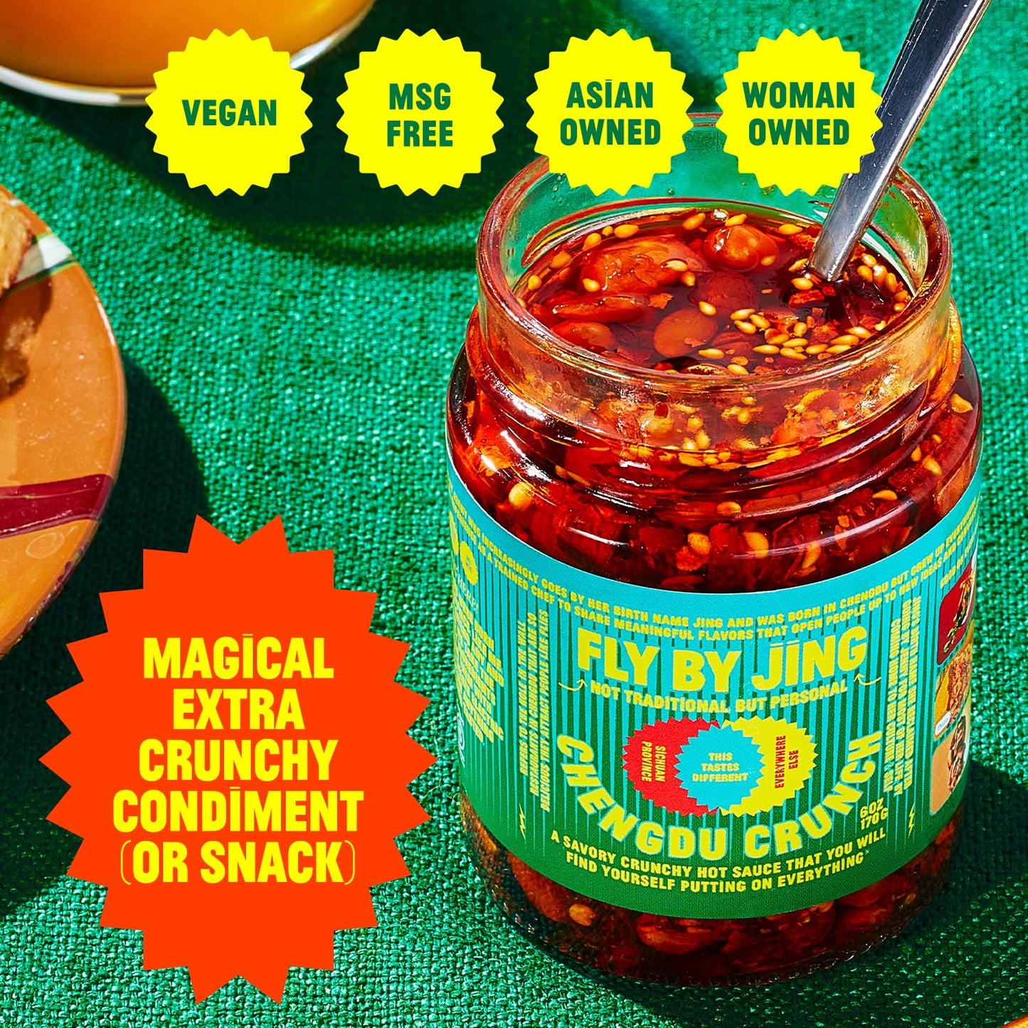 Flybyjing Extra Crunchy Chili Crisp - Gourmet Spicy Tingly Savory Chili Oil Sauce W/Extra Crunch - Versatile Sichuan Hot Sauce A