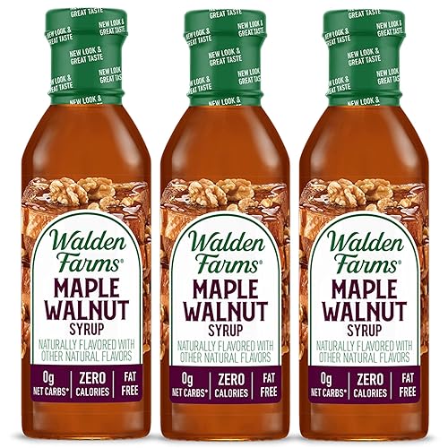 Walden Farms Maple Walnut Syrup 12 Oz (Pack Of 3) Sweet Syrup, Near Zero Fat, Sugar And Calorie, For Pancakes, Waffles, French T