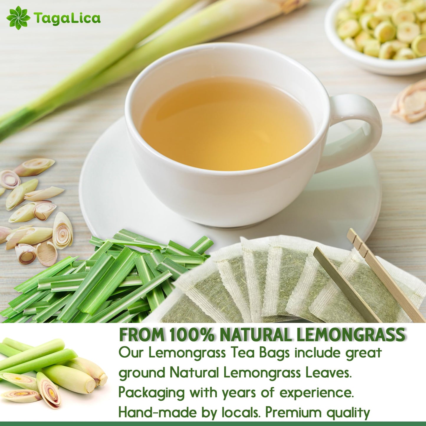Tagalica Lemongrass Tea Bags, 100% Natural & Pure, Vegan, 55 Count