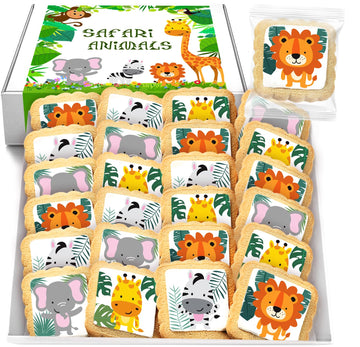 Safari Animal Cookies Theme Individually Wrapped themed Party Favors Baby Shower 24 Pack Bulk for Birthday Party Zoo Jungle Suga