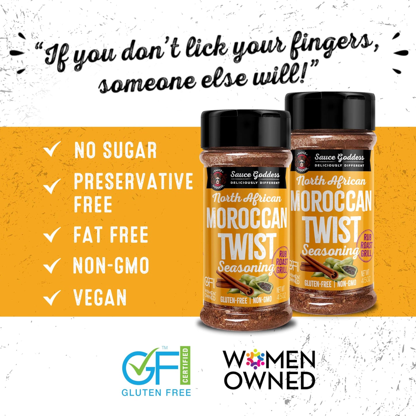 Sauce Goddess Moroccan Twist Spice Shaker - Exotic Blend with Cardamom & Cinnamon - 4.5oz (2 Pack) - Gluten-Free, Vegan, Low Sodium