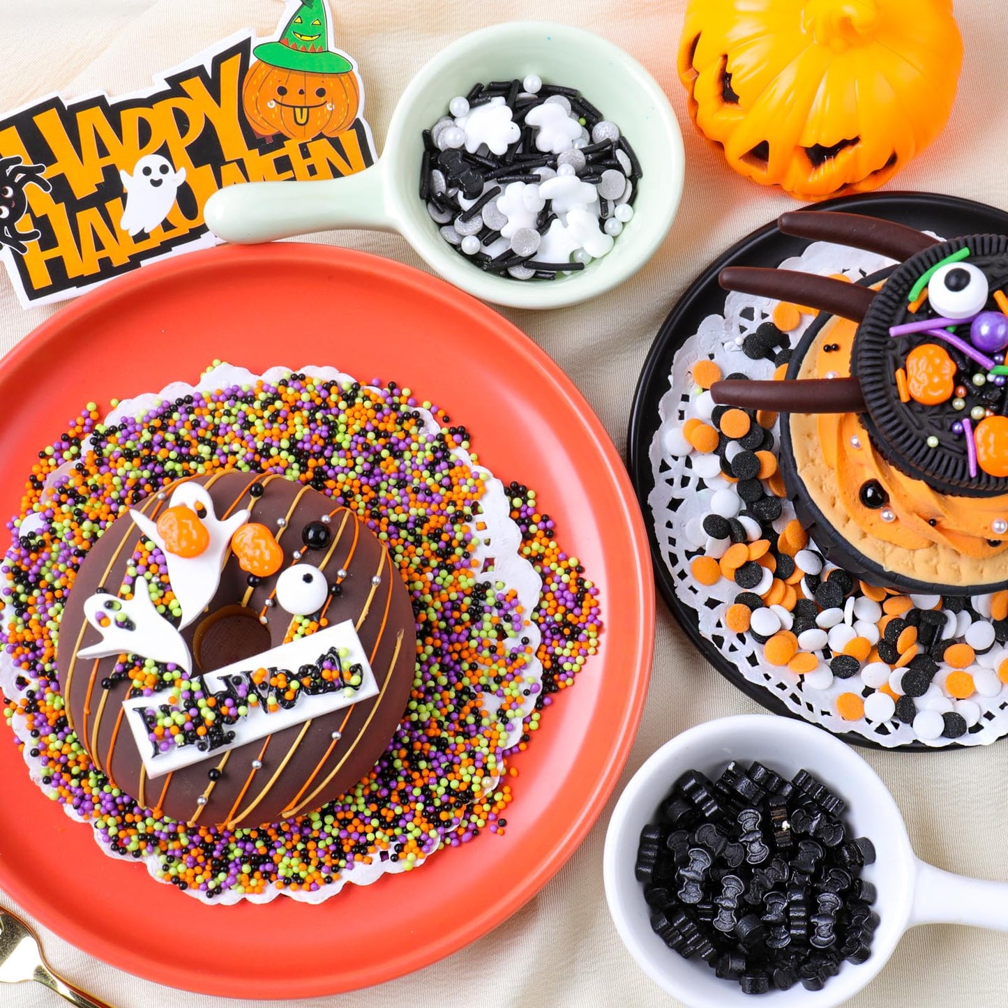 Halloween Sprinkles for Cake Decorating - 6.53 oz Edible Candy Eyes  Pumpkin  Ghost  Spider  Confetti  Nonpareils Sprinkle Mix  Cupcake Cookie Decorations for Fall Halloween Party