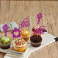 Gyufise Cupcake Toppers 24 Pack - Sweet Home Decorations, Purple, Paper Picks for Housewarming Party