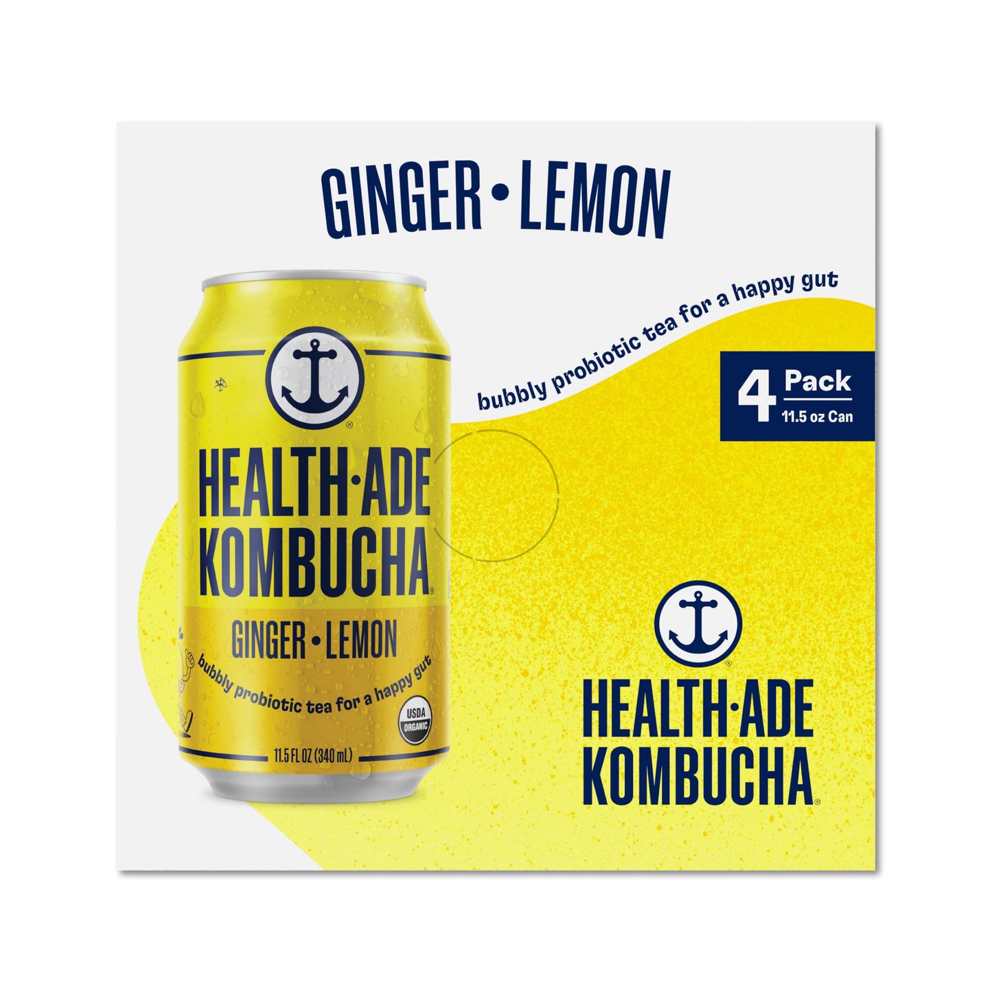 Health-Ade Ginger Lemon 11.5oz 4-pack of Cans (46oz.)