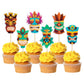 Gyufise 36Pcs Hawaii Tiki Cupcake Toppers Hawaiian Tropical Tiki Totem Hawaiian Themed Party Cake Decorations For Summer Aloha T