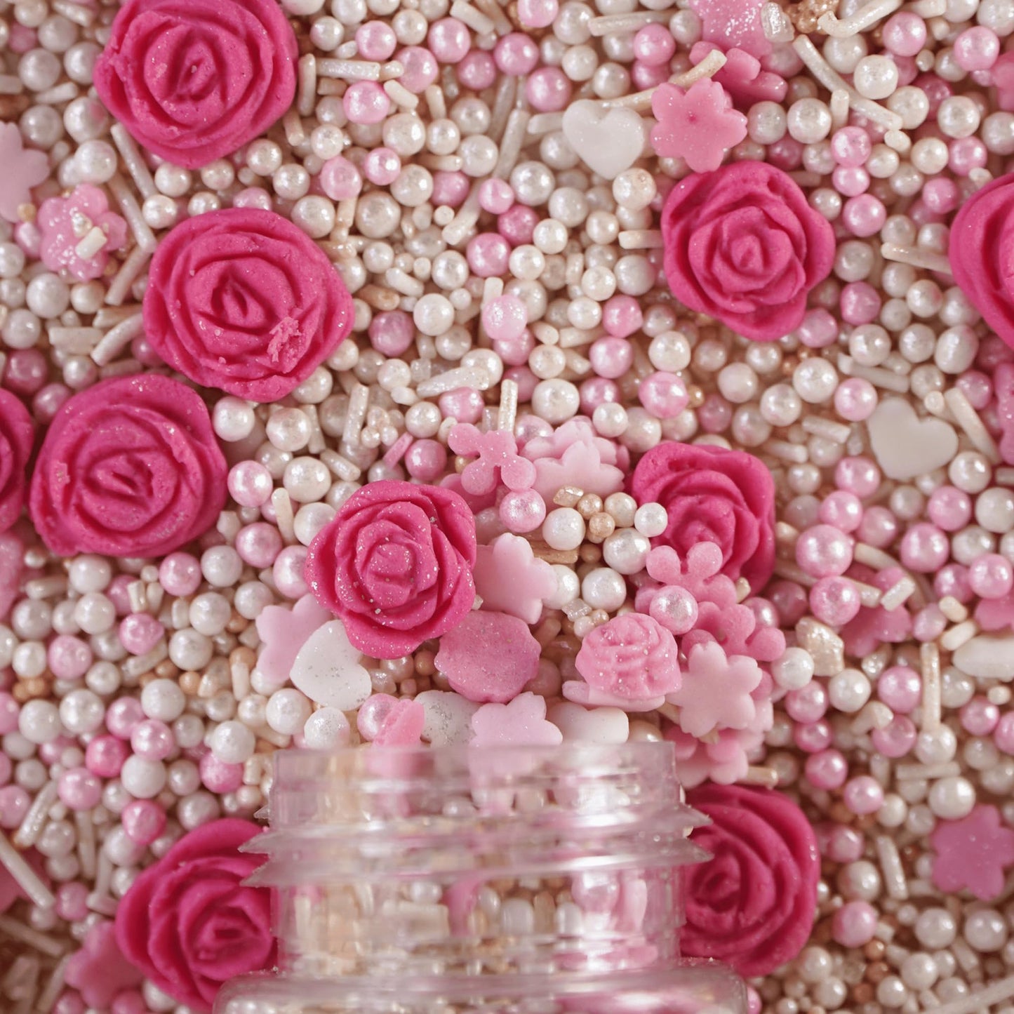 Confect Edible Cake Topping Sprinkle Mix, Vegan & Gluten-Free, 4.2 Oz, Pink Butterfly & Pearl