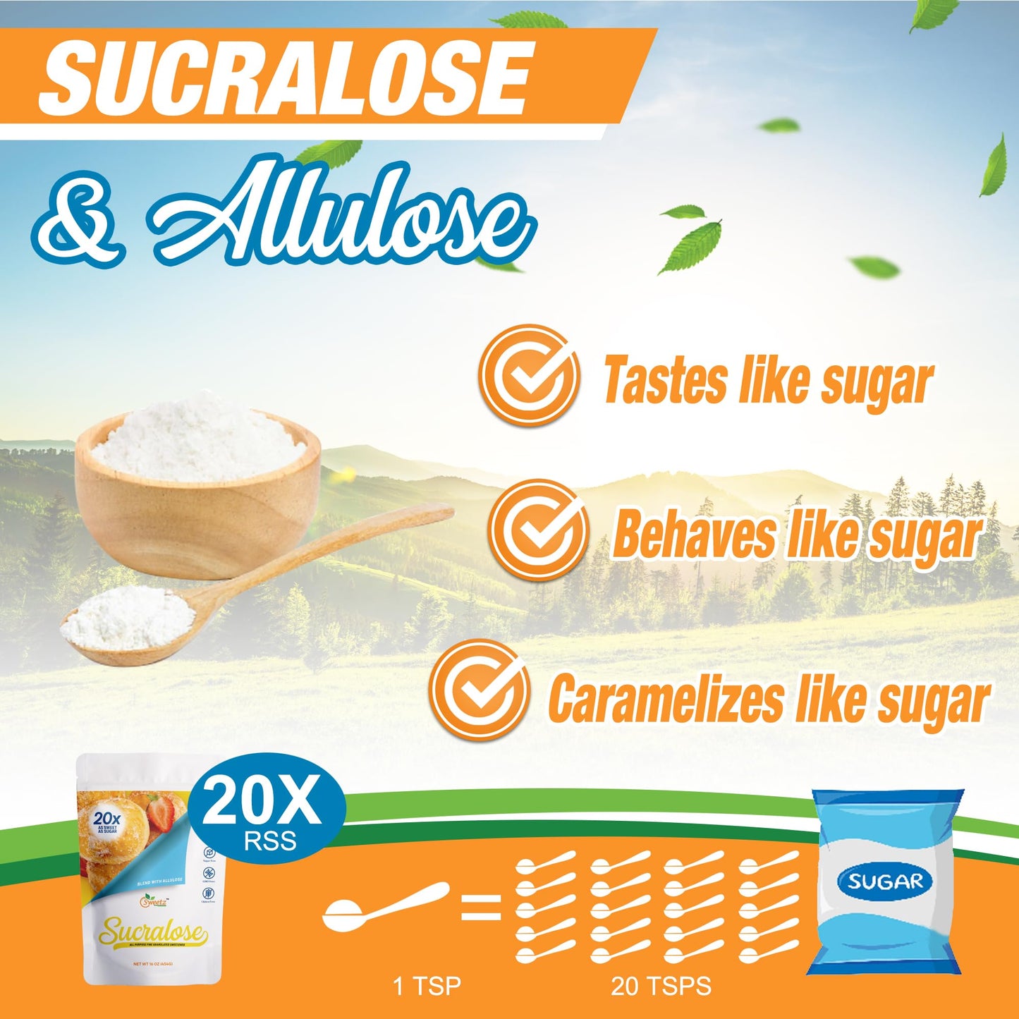 G-Sweetz Allulose Sucralose Blend Sweetener, Zero Calorie, 16 Ounce, Sugar-Free, Low Carb Keto Friendly