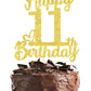 11Th Birthday Cake Topper - Double Sided Gold Glitter, Happy 11Th Birthday Cake Decorations For Girls,11 Cake Topper For Girls,
