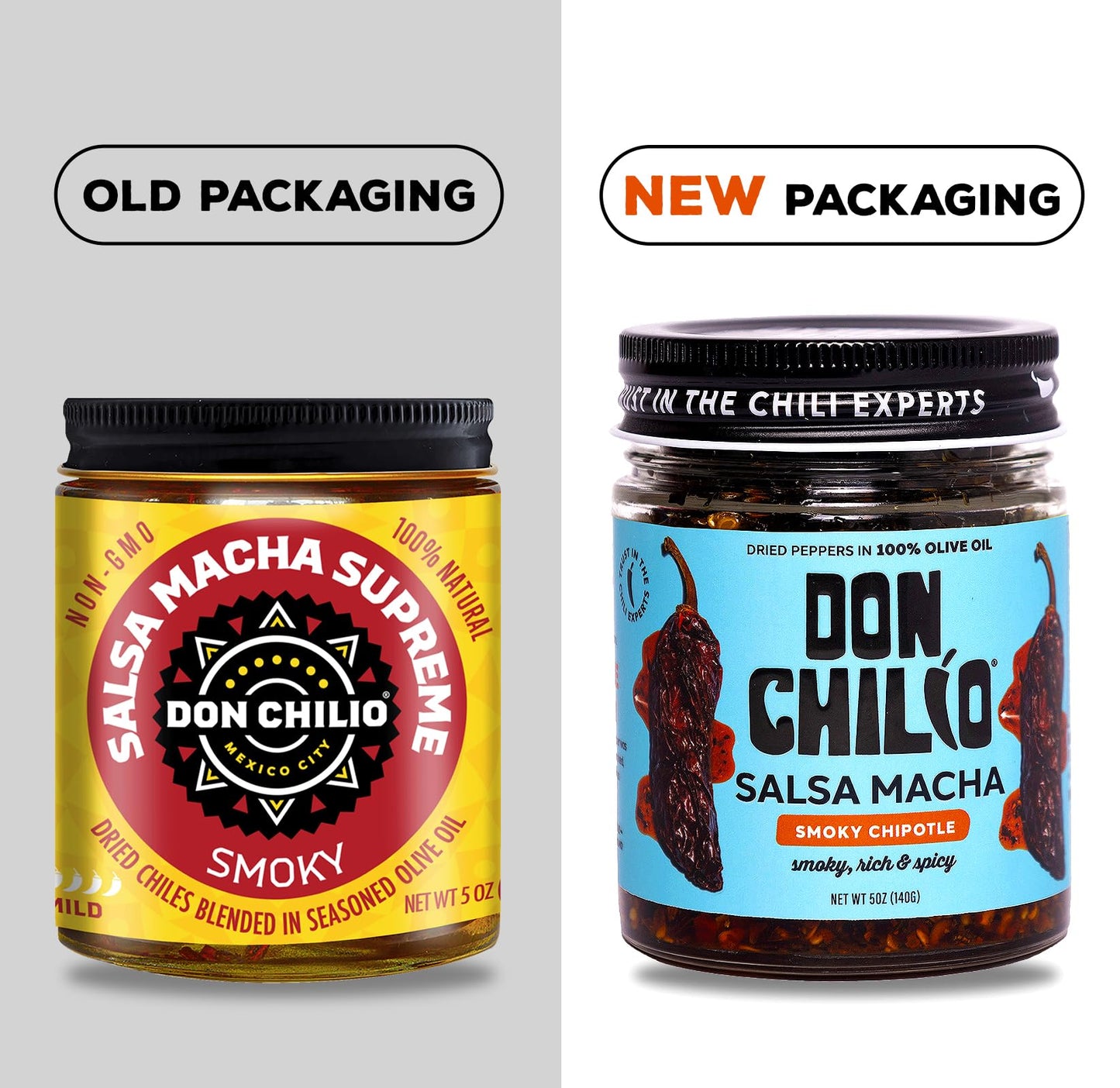 Don Chilio Smoky Salsa Macha Chili Oil, 5 oz. - Guajillo & Chipotle - Delicious Smoky Flavor Mexican Chili Oil in 100% Olive Oil