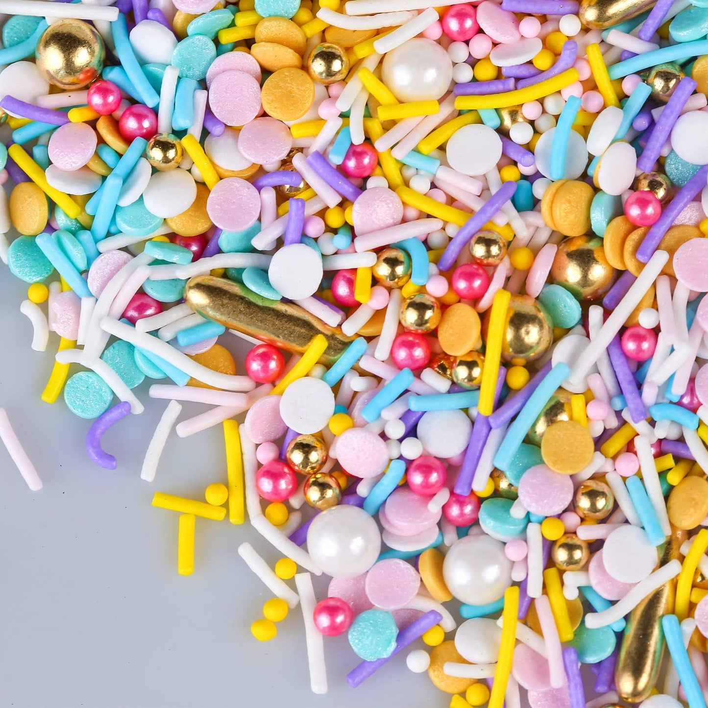 Rainbow Sprinkles for Cake Decorating 7ounce Cake sprinkles for Cupcakes Topper, Cookie Candy Decorations - Metallic Gold Sprink
