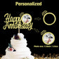 Sumerk Gold Glitter Anniversary Cake Topper - 13 PCS, Medium, Wood, Happy Anniversary Decorations