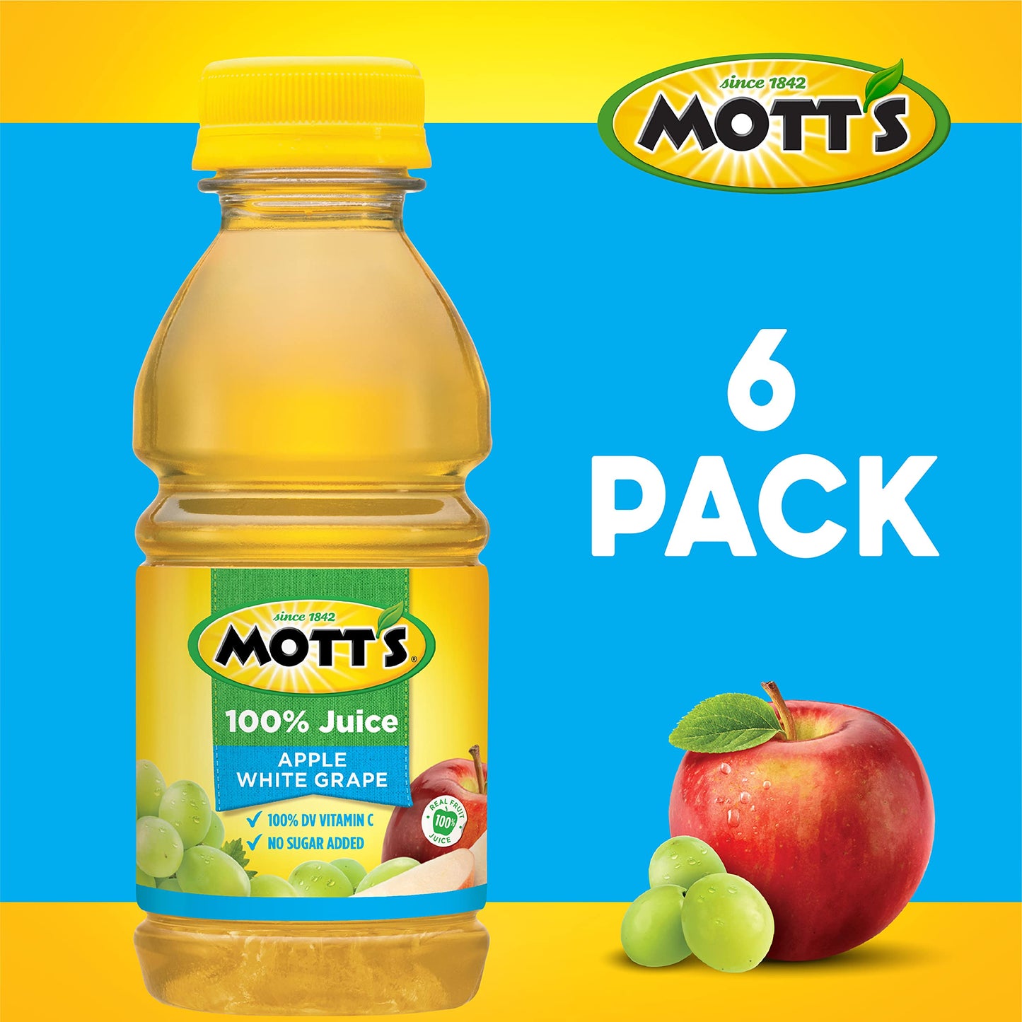 Motts 100% Apple White G Juice  8 fl oz bottles  6 pack