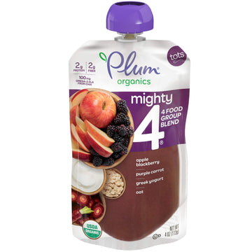 Plum Organics Mighty Morning Organic Toddler Food - Apple, Blackberry, Purple Carrot, Greek Yogurt, And Oat - 4 Oz Pouch - Organ