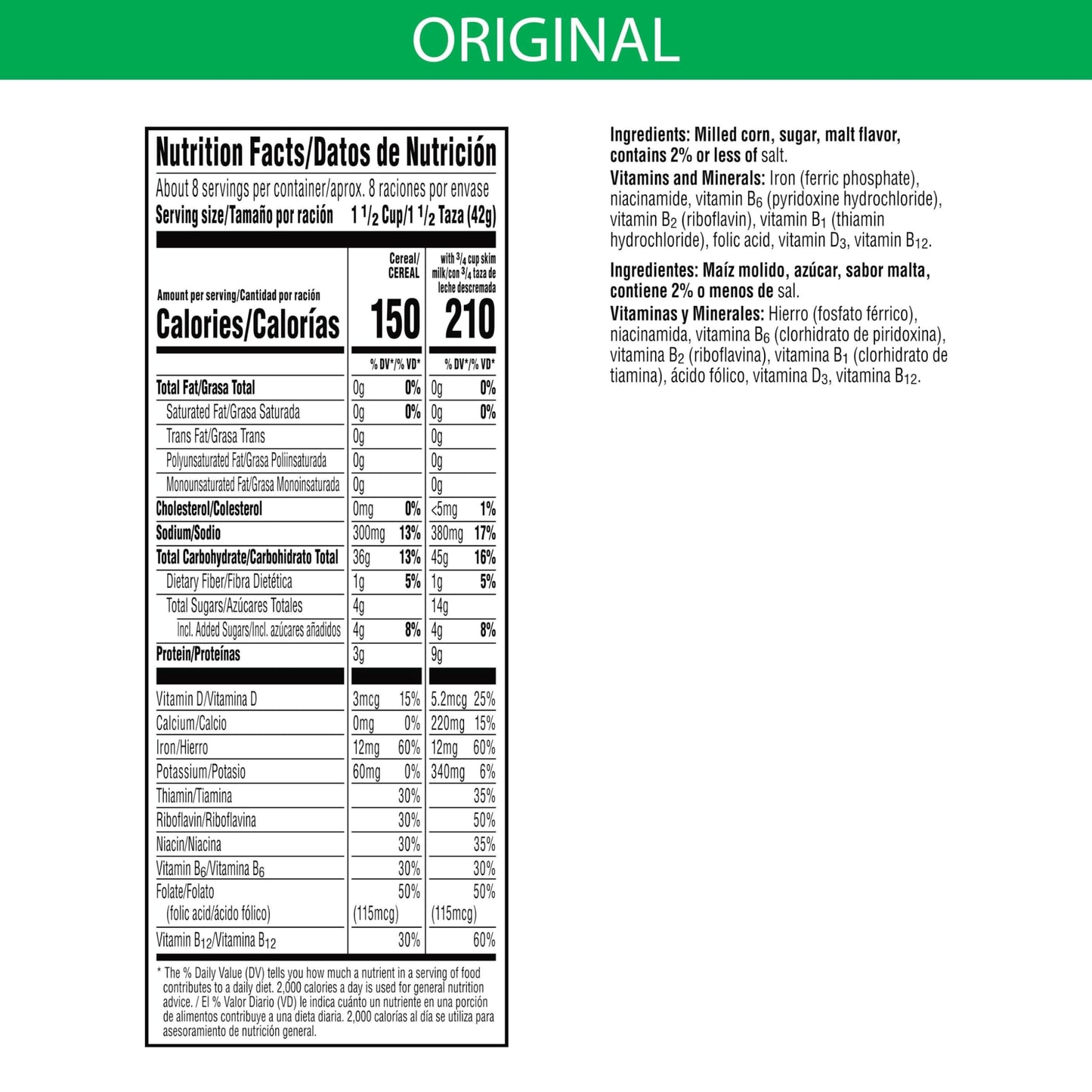 Kelloggs Corn Flakes Cold Breakfast Cereal, 8 Vitamins And Minerals, Healthy Snacks, Family Size, Original (4 Boxes)