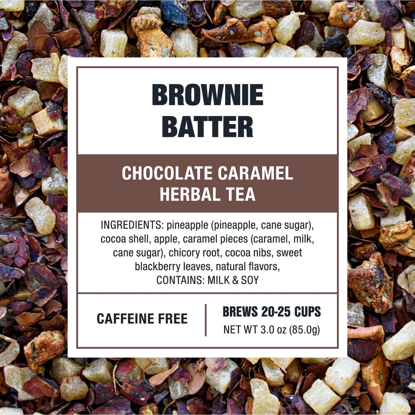 Tiesta Tea Brownie Batter Herbal Tea - Chocolate Caramel Blend, Non-Caffeinated, 3oz Resealable Pouch, Brews Up to 25 Cups