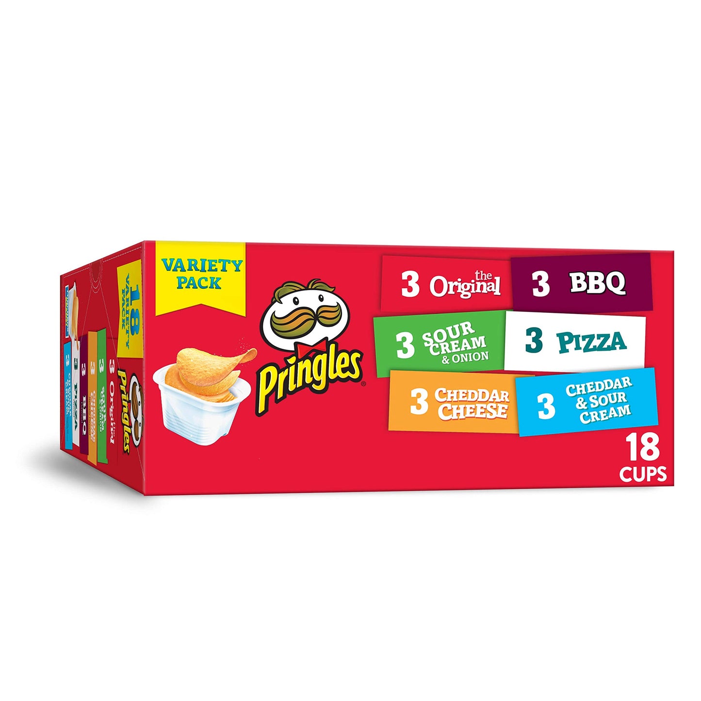 Pringles Flavored Variety Pack Potato Crisps - Original, Sour Cream and Onion, Cheddar Cheese, BBQ, Pizza, Cheddar and Sour Crea