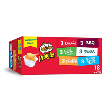 Pringles Flavored Variety Pack Potato Crisps - Original, Sour Cream and Onion, Cheddar Cheese, BBQ, Pizza, Cheddar and Sour Crea