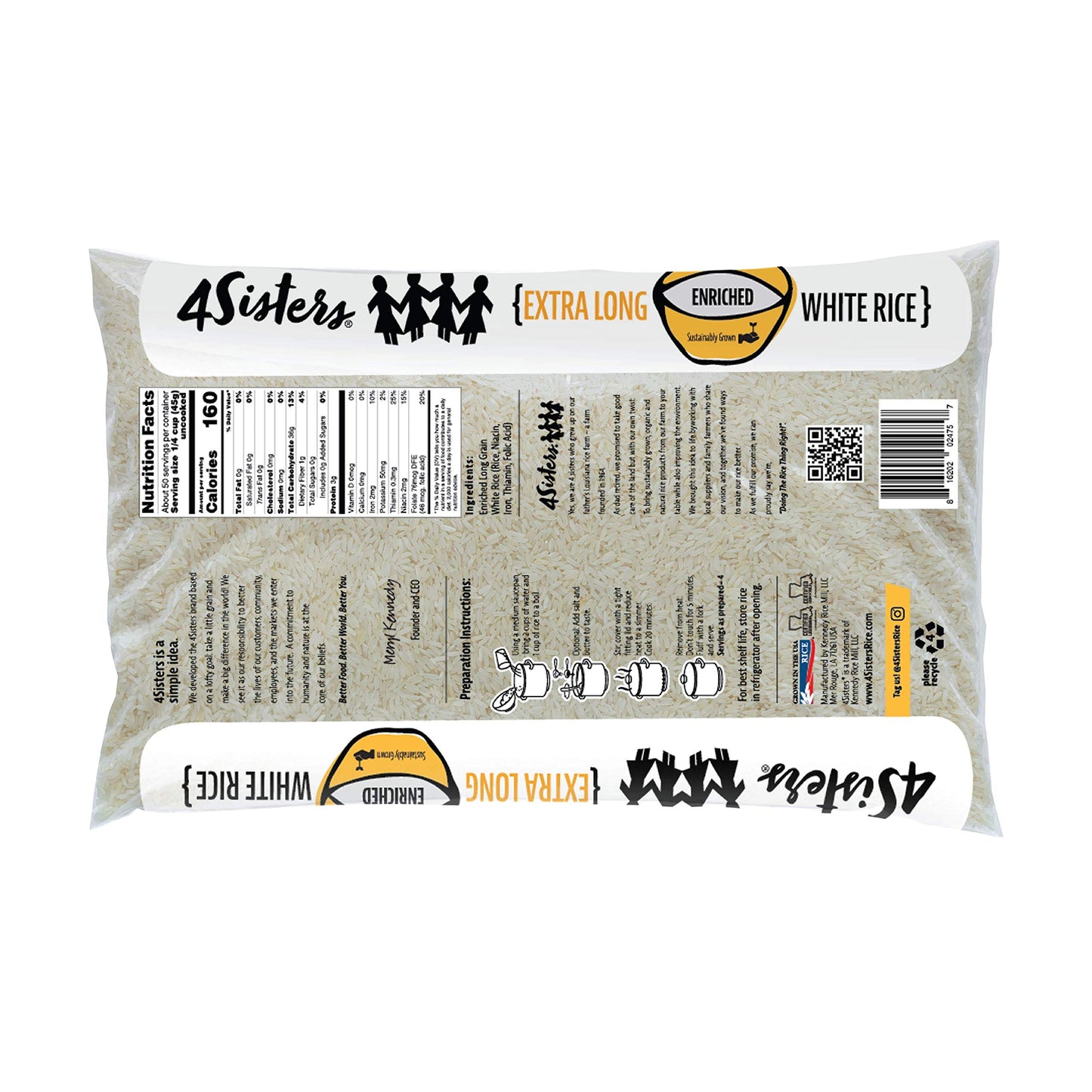 4 Sisters Rice Rice Long grain White Enriched 80 Ounce
