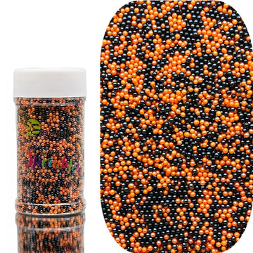SE Si&Moos Black and Orange Sprinkles Orange and Black Nonpareils Edible Pearls for Cake Decorating Small Pearl Sprinkles Hallow