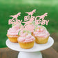 Ercadio 24 Pack Dinosaur Baby Cupcake Toppers Pink Glitter Dinosaur Baby Cupcake Picks Little Dino Baby Cupcake Picks For Dinosa