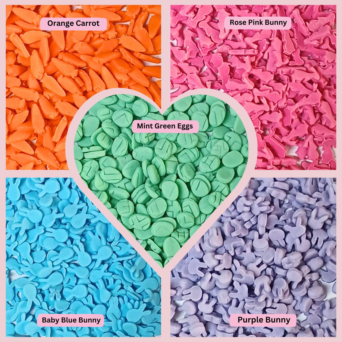 Confect Bunny Sprinkles | Pack Of 5 Orange, Silver And Sky Blue, Red Sprinkle I Birthday & Celebration Edible Sprinkles For Cake