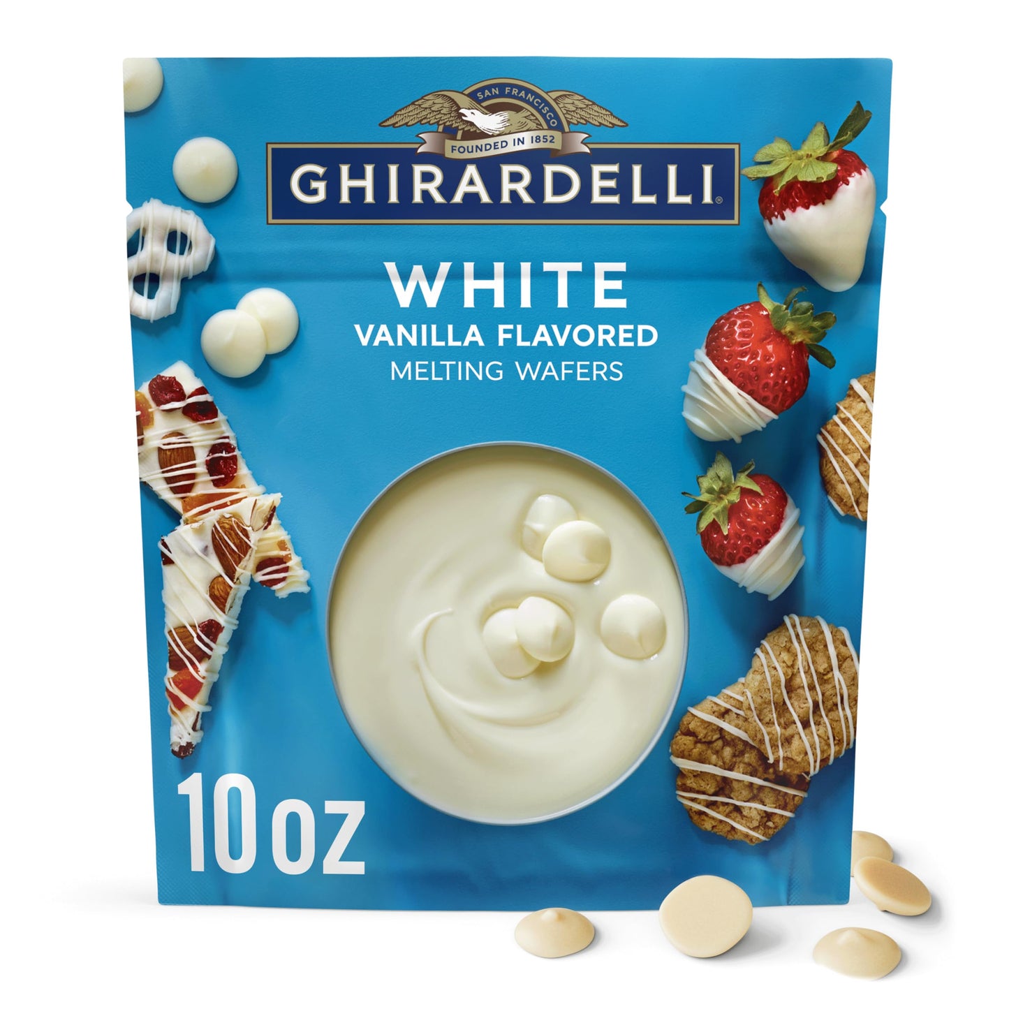 GHIRARDELLI White Vanilla Flavored Melting Wafers  10 OZ Bag