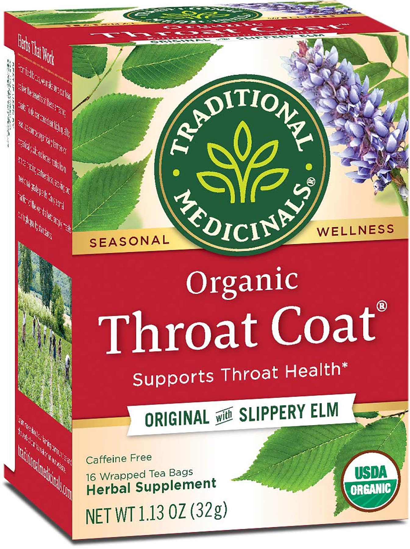 Traditional Medicinals Organic Throat Coat Herbal Tea - 16 Tea Bags - Case of 6