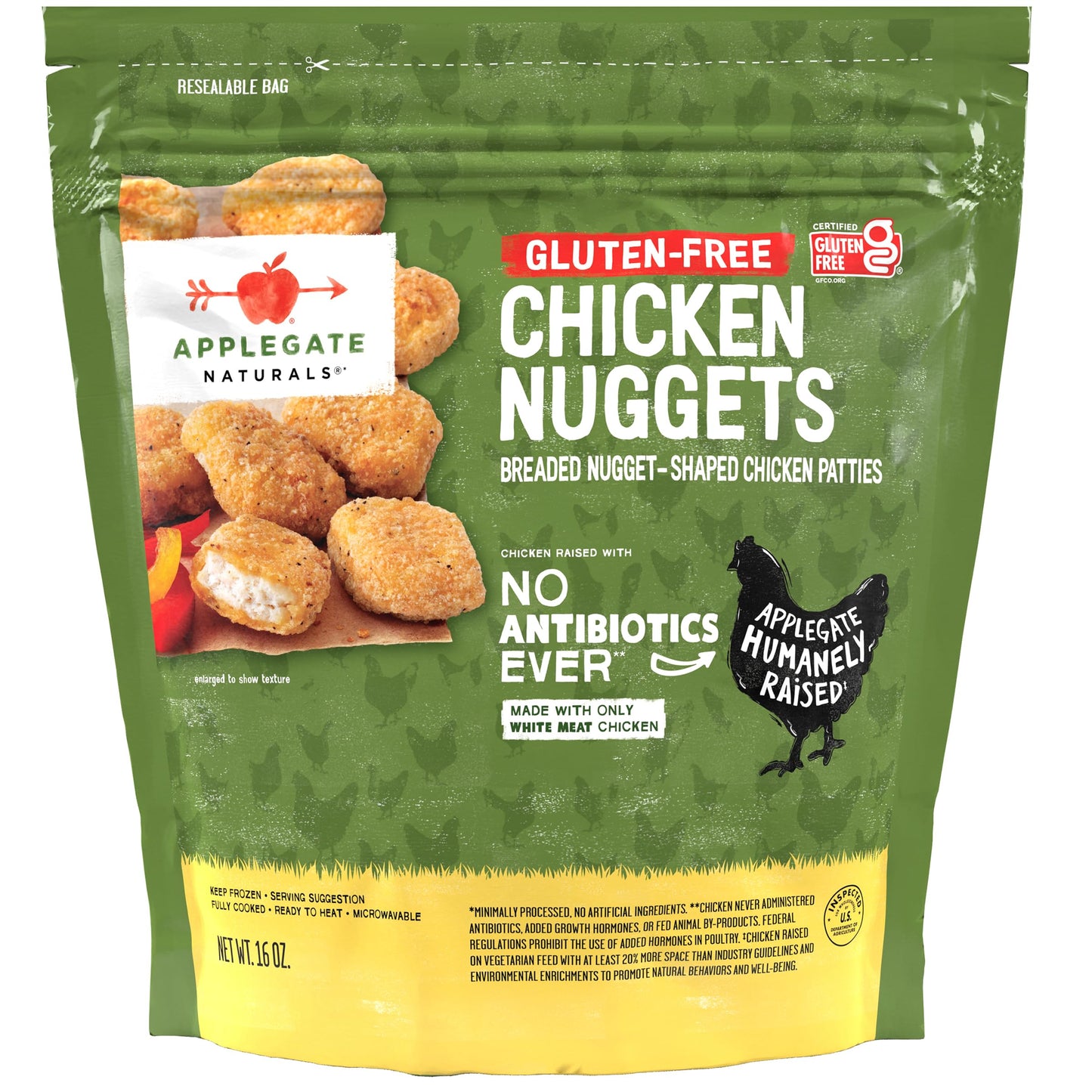 Applegate, Natural Gluten-Free Chicken Nuggets Family Size, 16oz (Frozen)