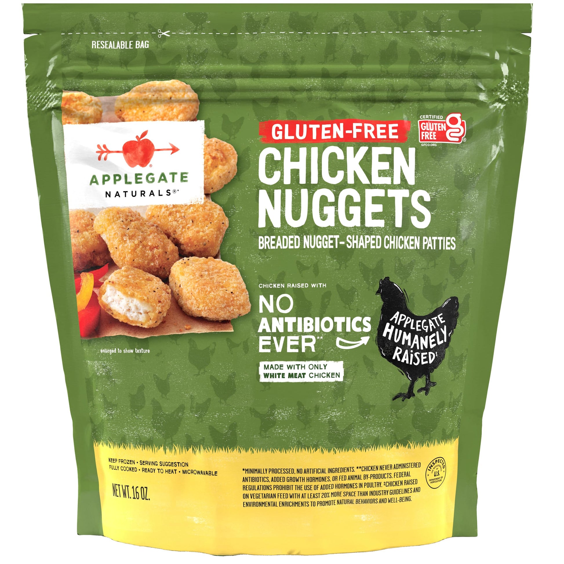 Applegate, Natural Gluten-Free Chicken Nuggets Family Size, 16oz (Frozen)