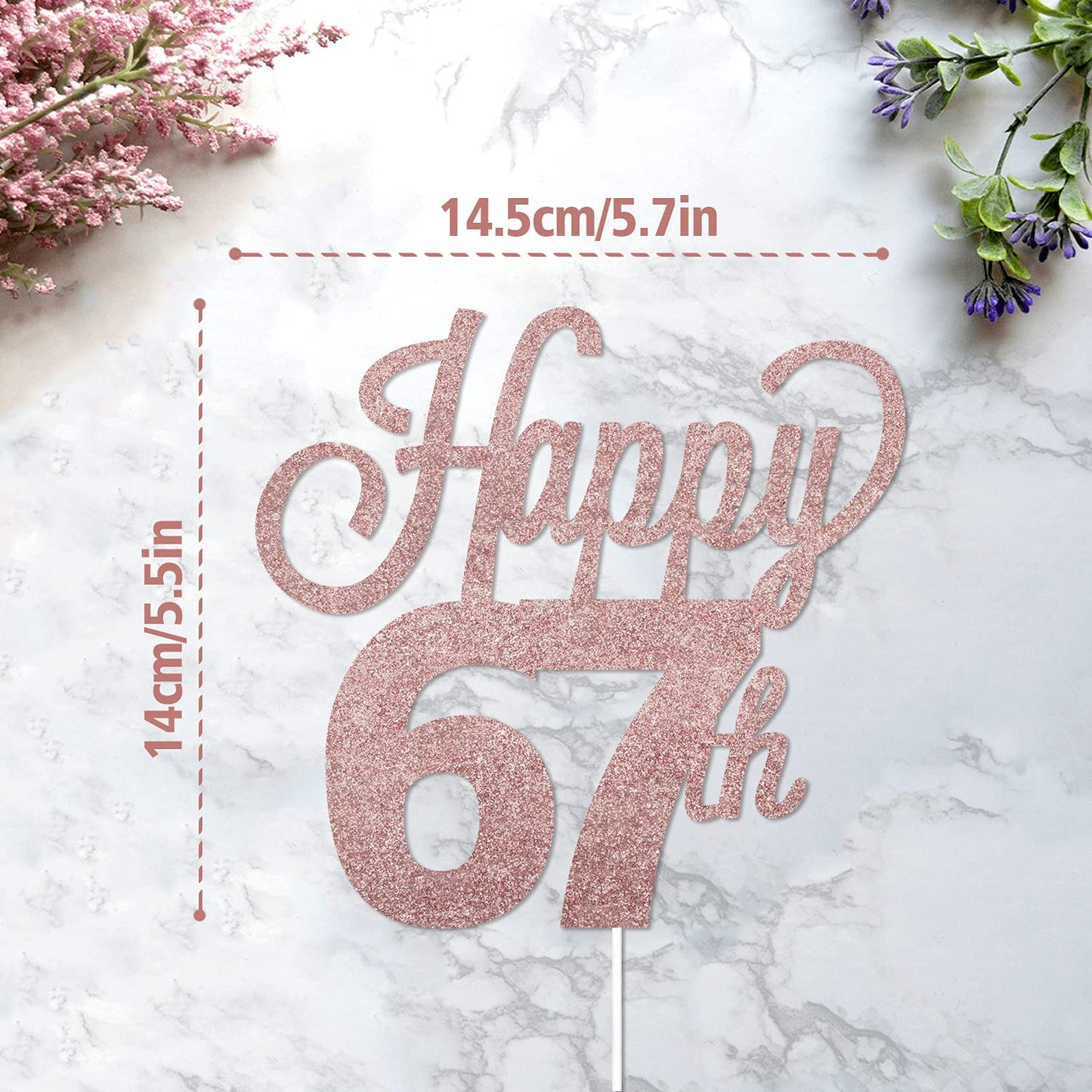 Lingteer Happy 67Th Birthday Cake Topper - Cheers To 67Th Birthday 67 Years Old Birthday Party Cake Decorations Sign.